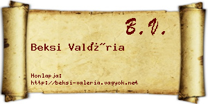 Beksi Valéria névjegykártya